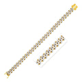 14k Two Tone Gold 8 1/4 inch Curb Chain Bracelet with White Pave (9.50 mm) by Avera Group