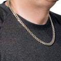 14k Two Tone Gold 8 1/4 inch Curb Chain Bracelet with White Pave (9.50 mm) by Avera Group