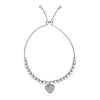 Adjustable Bead Bracelet with Round Charm Cubic Zirconias in Sterling Silver