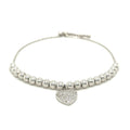 Adjustable Bead Bracelet with Round Charm and Cubic Zirconias in Sterling Silver by Avera Group