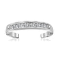 Sterling Silver Rhodium Finished Toe Ring with White Tone Cubic Zirconia Accents by Avera Group