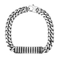 Sterling Silver Gunmetal Finish Cuban Link ID Style Bracelet (9.20 mm) by Avera Group