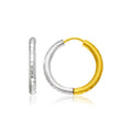 14k Two-Tone Gold Hinge Hammered Hoop Earrings by Avera Group