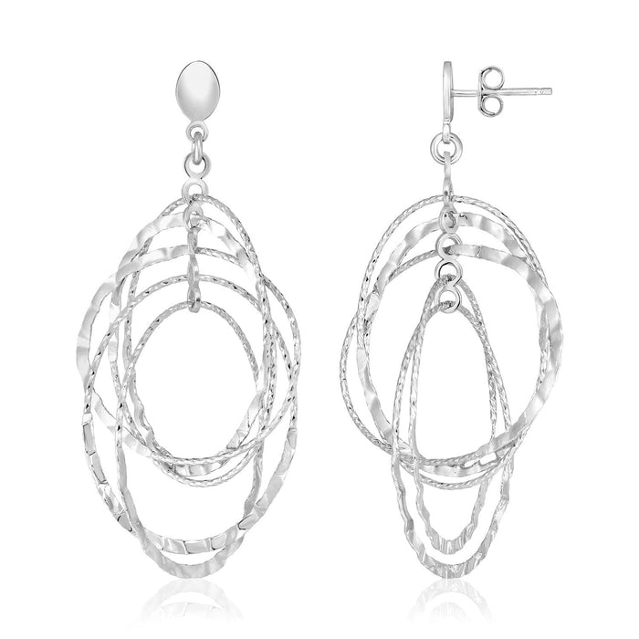 Sterling Silver Textured Oval Dangle Earrings by Avera Group