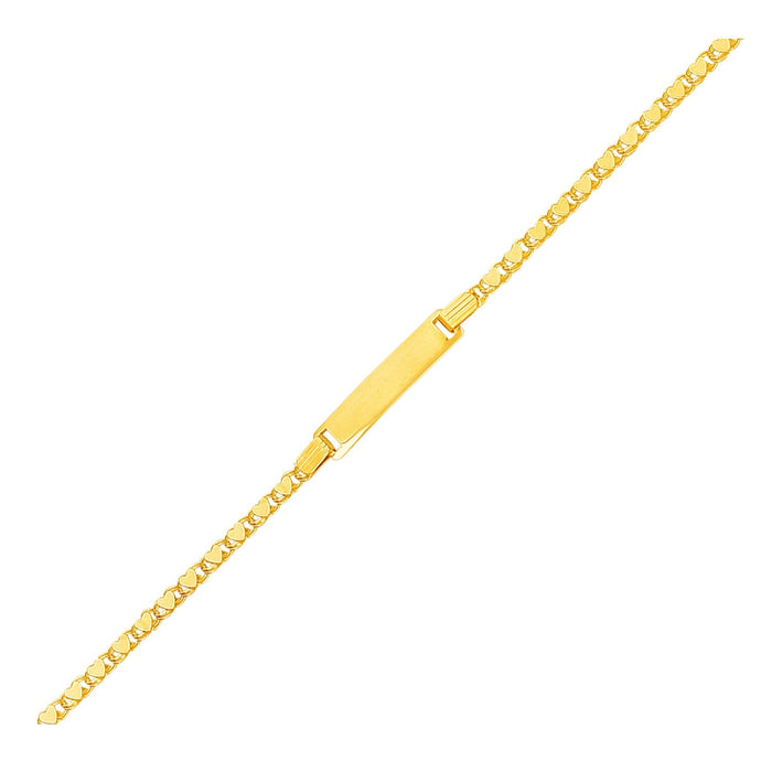 14k Yellow Gold Childrens Heart Link ID Bracelet by Avera Group