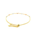 14k Tri-Color Gold Textured Oval Station Lariat Style Bracelet by Avera Group