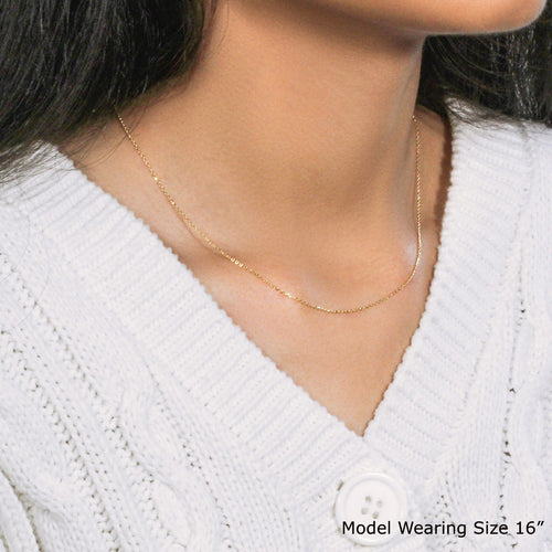 18k Yellow Gold Diamond Cut Cable Link Chain 0.8mm by Avera Group