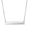 Sterling Silver Polished Bar Necklace with Cubic Zirconia by Avera Group