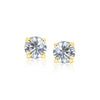 14k Yellow Gold Stud Earrings with White Hue Faceted Cubic Zirconia(7mm)