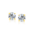 14k Yellow Gold Stud Earrings with White Hue Faceted Cubic Zirconia(7mm) by Avera Group