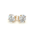 14k Yellow Gold Stud Earrings with White Hue Faceted Cubic Zirconia(7mm) by Avera Group