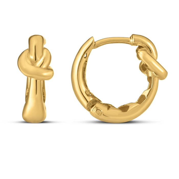 14k Yellow Gold Love knot Hoops by Avera Group