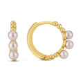 14k Yellow Gold Pearl Huggie Earrings by Avera Group