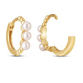 14k Yellow Gold Pearl Huggie Earrings by Avera Group