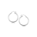 Sterling Silver Rhodium Plated Polished Look Hoop Earrings (25mm) by Avera Group