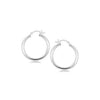 Sterling Silver Rhodium Plated Polished Look Hoop Earrings (3x25mm)