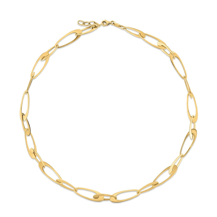 14K Yellow Gold Italian Oval Links Necklace by Avera Group