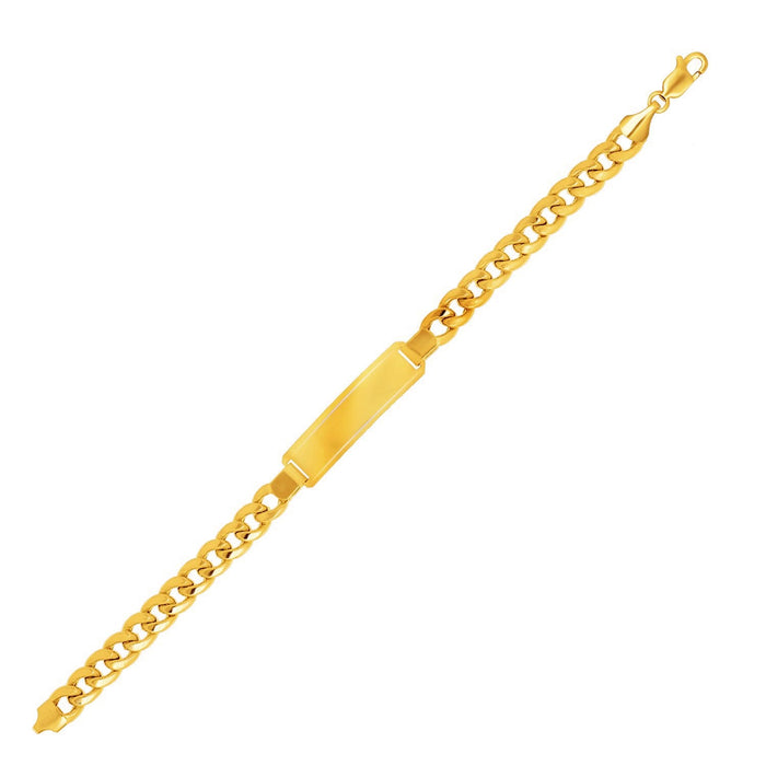 14k Yellow Gold Mens ID Cuban Chain Bracelet (8.00 mm) by Avera Group