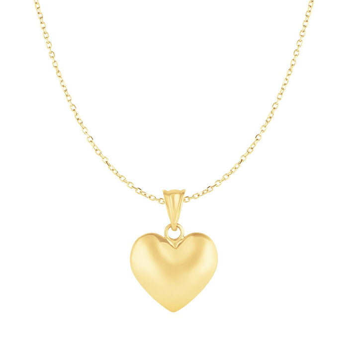Puffed Heart Pendant in 10k Yellow Gold by Avera Group