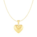 Puffed Heart Pendant in 10k Yellow Gold by Avera Group