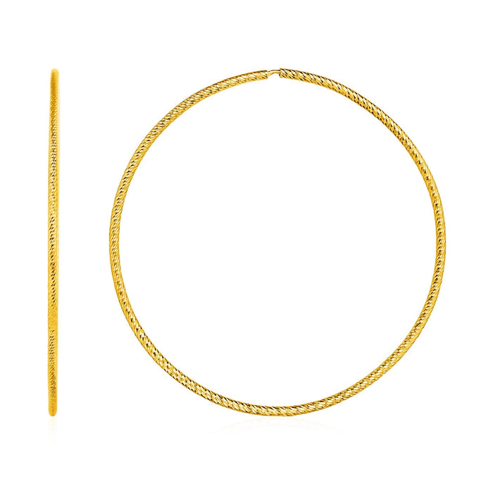 Large Endless Hoop Earrings in 14k Yellow Gold(1.2x50mm) by Avera Group