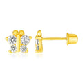 14k Yellow Gold Butterfly Childrens Earrings by Avera Group