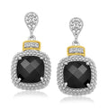 18k Yellow Gold & Sterling Silver Black Onyx & Diamond Earrings (.05cttw) by Avera Group