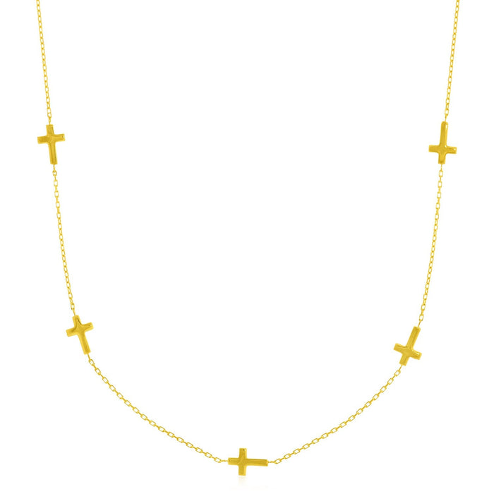 14k Yellow Gold Chain Necklace with Cross Stations by Avera Group