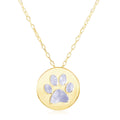 14k Yellow Gold Necklace with Dog Paw Print Symbol in Mother of Pearl by Avera Group