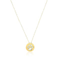 14k Yellow Gold Necklace with Dog Paw Print Symbol in Mother of Pearl by Avera Group