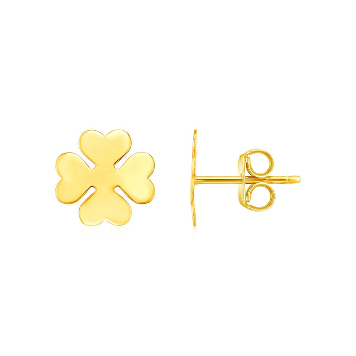 14K Yellow Gold Four Leaf Clover Earrings by Avera Group