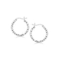 Sterling Silver Faceted Design Hoop Earrings with Rhodium Plating by Avera Group