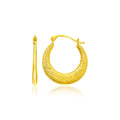 14k Yellow Gold Graduated Round Textured Hoop Earrings by Avera Group