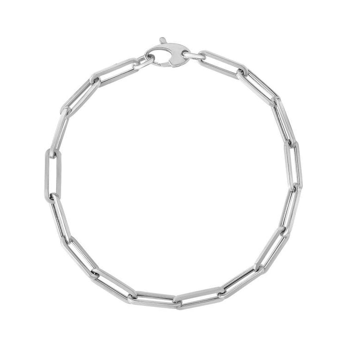 14K White Gold Bold Paperclip Chain Bracelet by Avera Group