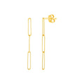 14k Yellow Gold Paperclip Chain Dangle Earrings by Avera Group