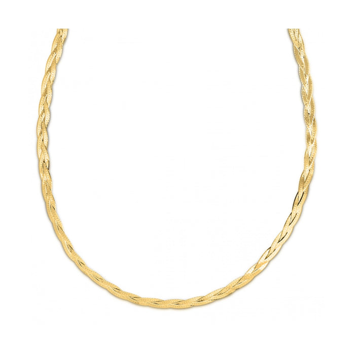14k Yellow Gold Braided Herringbone Chain (3.2mm) by Avera Group