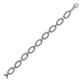 Textured Oval Link Bracelet in 14k White Gold (8.60 mm) by Avera Group