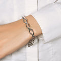 Textured Oval Link Bracelet in 14k White Gold (8.60 mm) by Avera Group