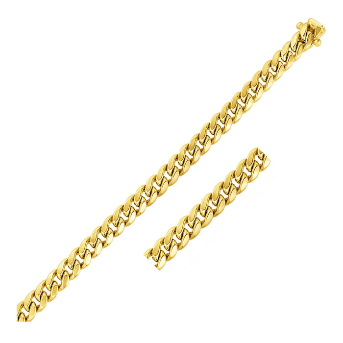 14k Yellow Gold Semi Solid Miami Cuban Bracelet (7.20 mm) by Avera Group