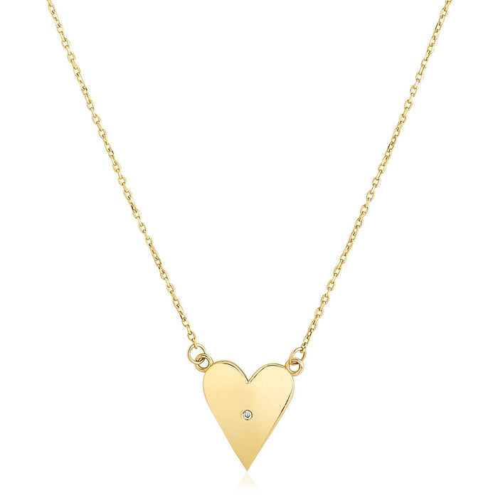 14k Yellow Gold High Polish Elongated Heart Necklace by Avera Group