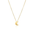 14k Yellow Gold Polished Moon Necklace with Diamond by Avera Group