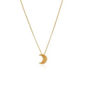 14k Yellow Gold Polished Moon Necklace with Diamond by Avera Group
