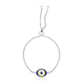 Sterling Silver Adjustable Two Toned Enameled Evil Eye Friendship Bracelet (1.00 mm) by Avera Group