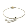 Sterling Silver Adjustable Two Toned Enameled Evil Eye Friendship Bracelet (1.00 mm) by Avera Group