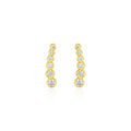14k Yellow Gold Graduated Circles Climber Post Earrings with Cubic Zirconias by Avera Group