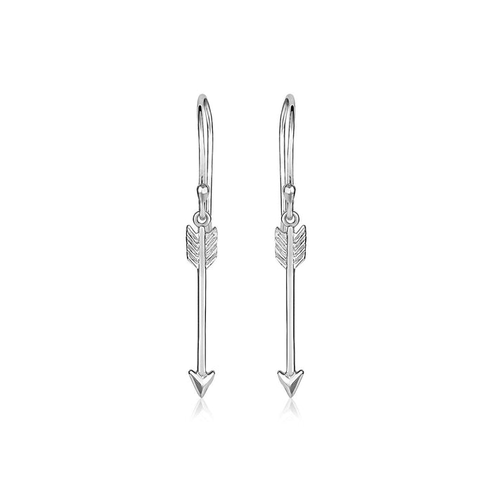 Sterling Silver Polished and Textured Arrow Earrings by Avera Group
