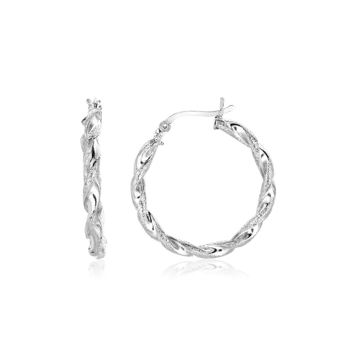 Sterling Silver Round Twisted Hoop Earrings(3x20mm) by Avera Group