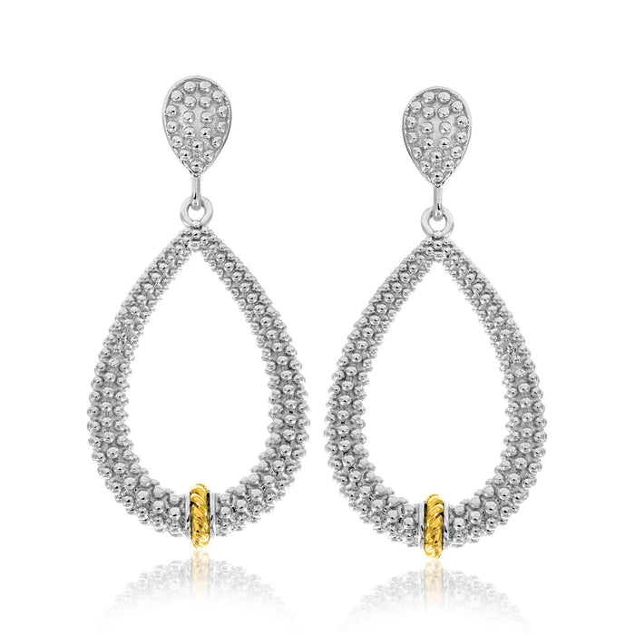 18k Yellow Gold & Sterling Silver Diamond Accented Graduated Popcorn Earrings by Avera Group