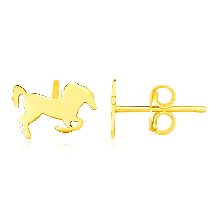 14K Yellow Gold Horse Earrings by Avera Group