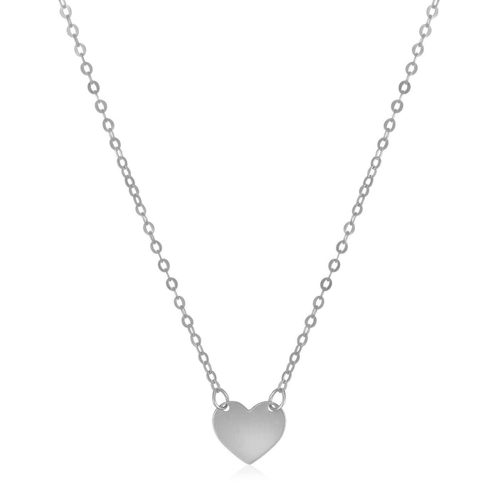 14k White Gold Polished Mini Heart Necklace by Avera Group